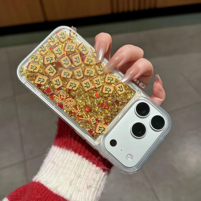 新年八方來財流沙手機殼,適用於 iPhone 手機保護套