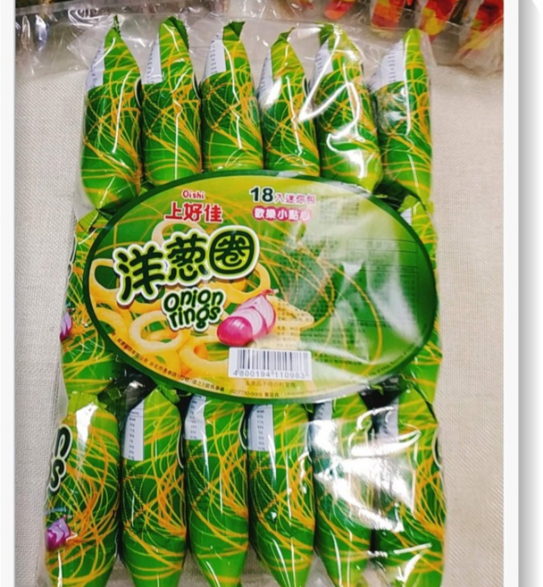上好佳 洋蔥圈 18小包/袋 懷舊零食, 1個, 90g