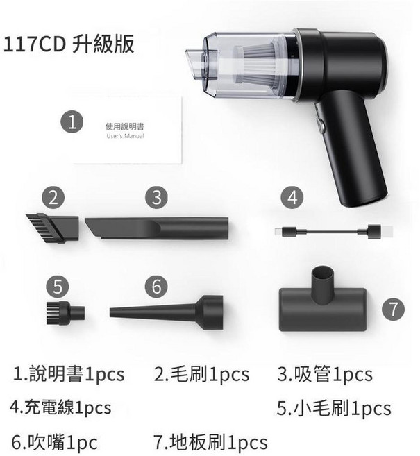 無線吸塵器手持便攜吸吹一體, 升級款黑色, xf