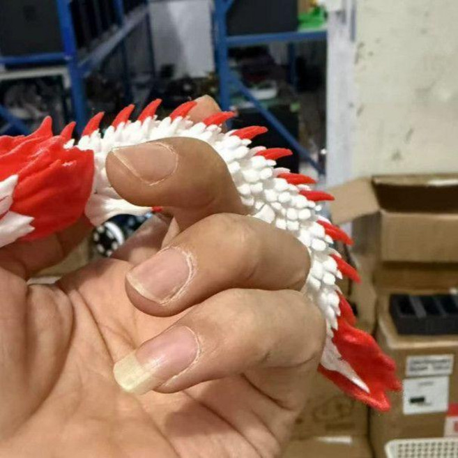good 四海龍王關節可動手辦仿真動物龍模型靈活玩具, 1個, 幼年Q版敖丙-紅白16CM