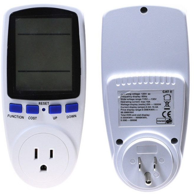 超能玩工 電力監測器 110V美規電力監測儀 功率表 電流表 計量 電費計 測電器 功率計, 1個, 電力監測儀