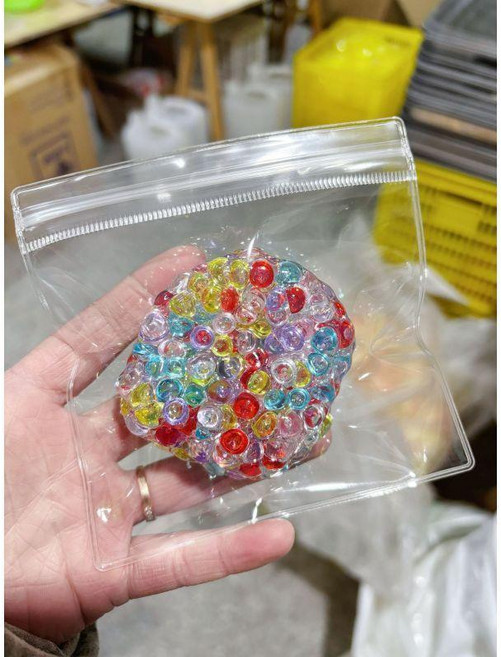 冰皮手作球 舒壓玩具, 6cm七彩珠吵吵球, 1個