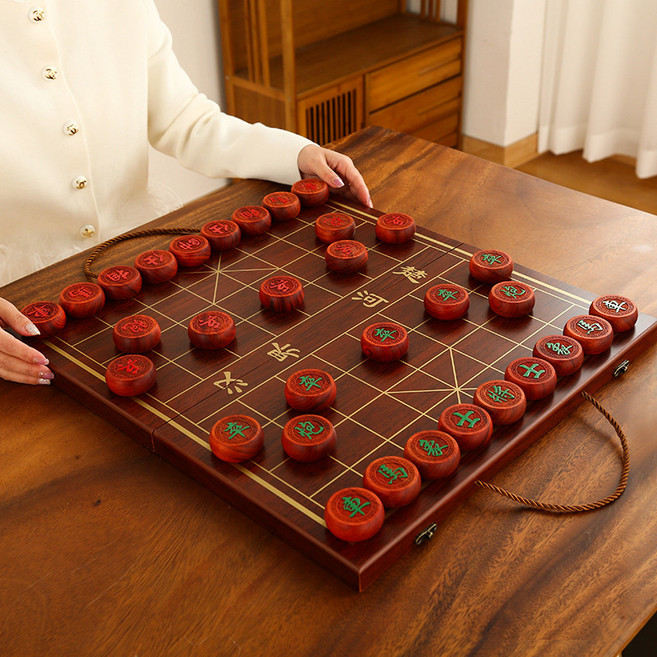 中國象棋 紅木象棋子 附棋盤 送長輩, 1個, 5.0紅花梨套裝