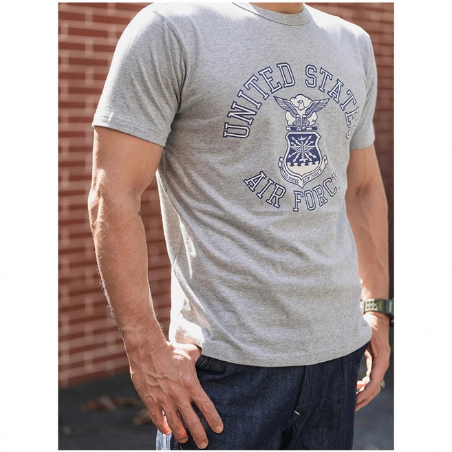 美式復古 AIR FORCE 圓領短袖 T-SHIRT, 灰色