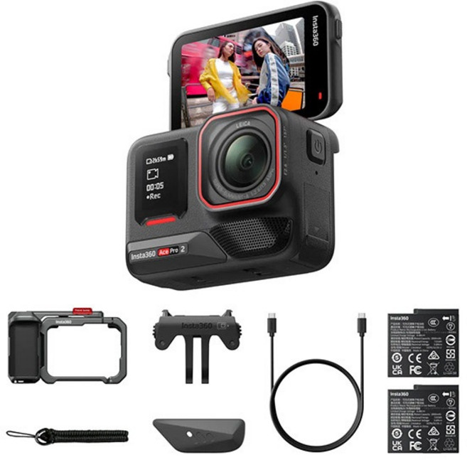 Insta360 Ace Pro 2 運動相機-黑色雙電街拍套裝, Black, 全新Insta360 Ace Pro2 運動相機雙電版街拍套裝(先創公司貨)
