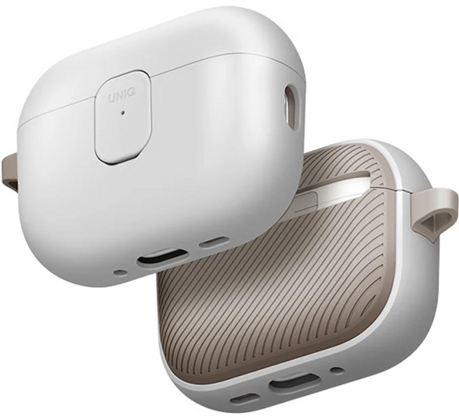 UNIQ Clyde 卡扣式雙料保護套 防摔殼 耳機保護殼 附登山扣 防掉落, Airpods Pro3-灰白+卡其, 1個