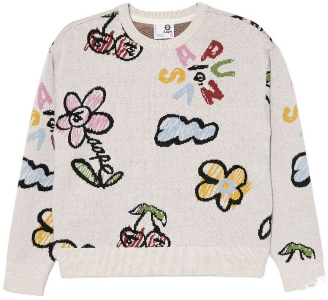 베이프 그래픽 프린트 스웨터