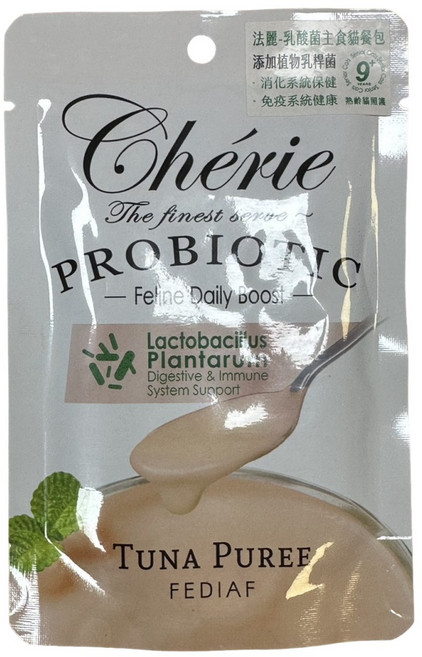 Chérie PROBIOTIC 貓咪機能主食罐 - 鮪魚肉泥添加乳酸菌 消化免疫健康, 40g, 12個, 鮪魚