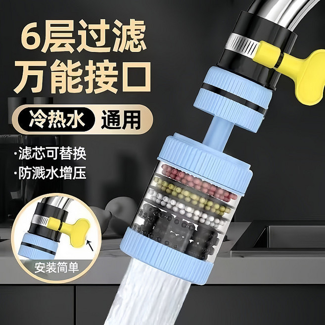 360度萬能水龍頭過濾器, 1個, 通用型:過濾器綠色