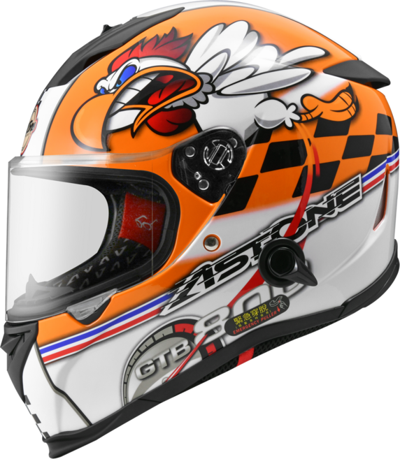 ASTONE GTB800 AO18 彩繪款全罩式安全帽 內藏墨鏡 救援快拆系統, 橙黃/黑白
