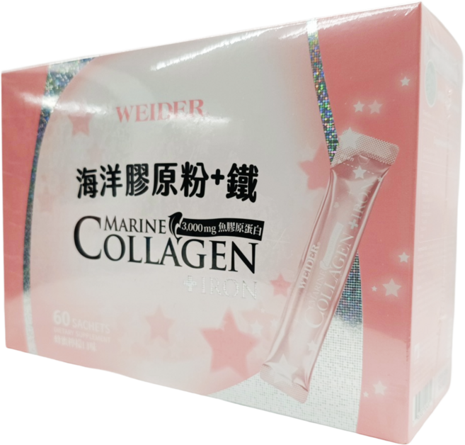 WEIDER 威德 海洋膠原粉 + 鐵 蜂蜜檸檬口味, 60包, 4.5g, 1盒
