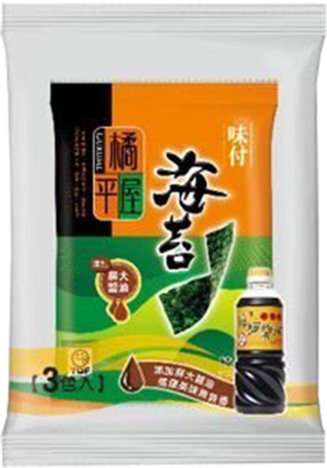 【Hothing】橘平屋 味付海苔 6束 3包入(不拆賣) 素食, 14.4g, 1個