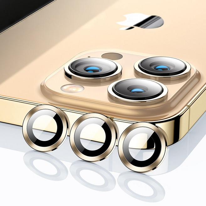 QTR iPhone17鏡頭保護貼 康寧玻璃 AR防眩光, 1個, 金色13Pro/ProMax(3入組)