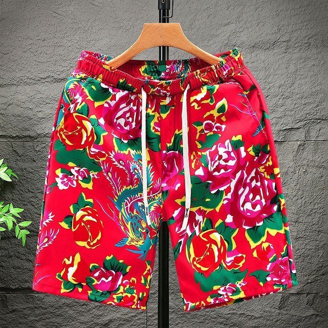 男士休閒五分褲 夏季潮流百搭, 1個, K089#紅色5XL 180-200