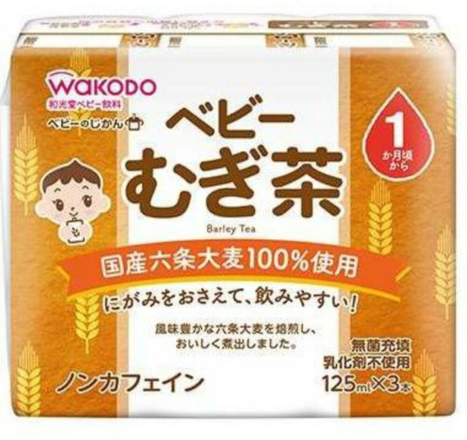 WAKODO和光堂 初兒童乳酸菌飲品 1歲+ 100ml x 3瓶, 1個, 和光堂 嬰兒麥茶125m x3瓶