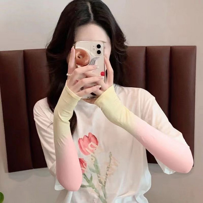 DFMEI 清涼漸變冰袖套冰絲防曬袖套女夏季薄款防紫外線戶外騎車高顏值
