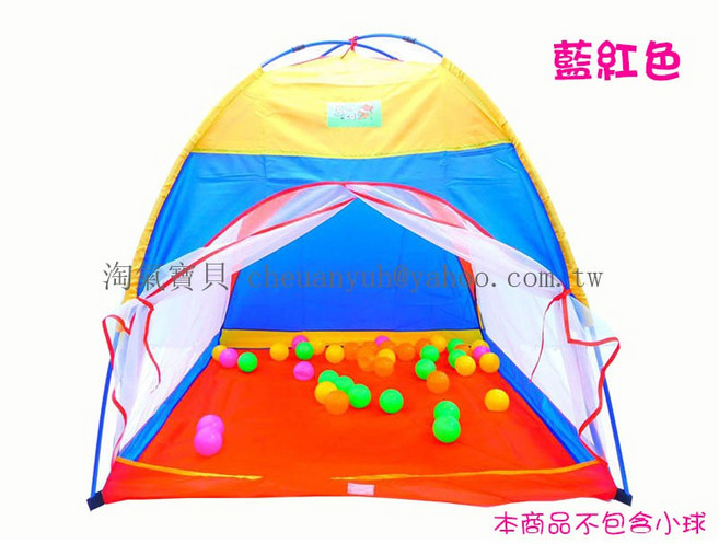 【淘氣寶貝】折疊兒童帳篷遊戲屋玩具帳篷 室內外球池 兒童海洋球池, 藍紅色+小球(60顆), 1個