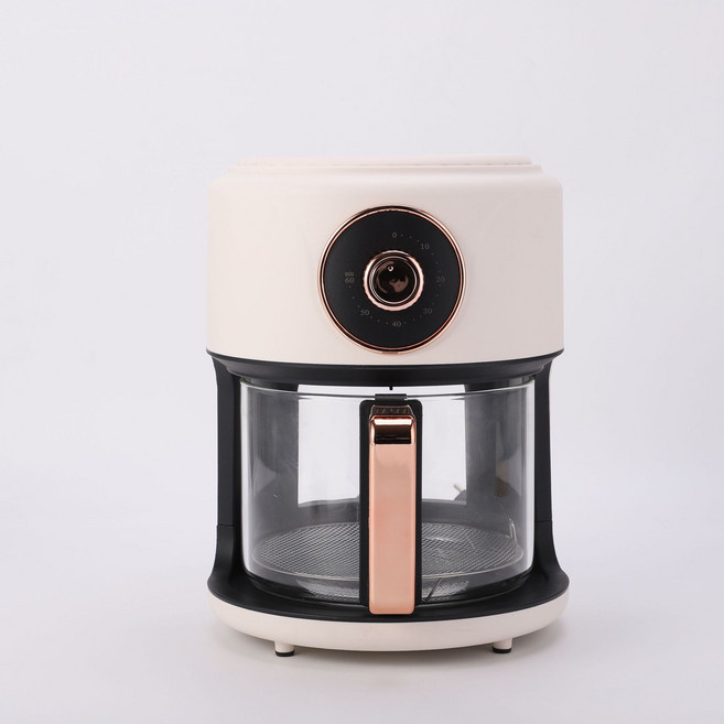家用6L玻璃款空氣炸鍋, 6L旋鈕白 - 美規110V, 如圖