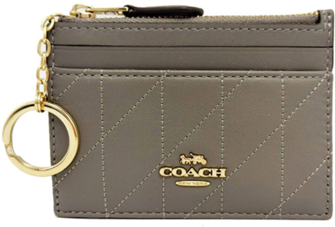 COACH 絎縫牛皮悠遊卡夾鑰匙零錢包