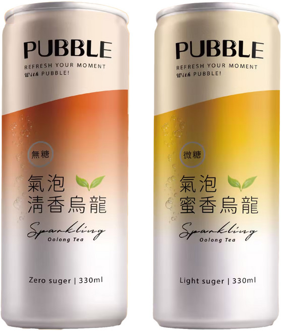 【PUBBLE氣泡飲】氣泡烏龍茶 - 清香, 1個, 清香烏龍(無糖)一箱(24罐), 330ml