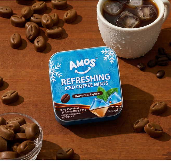 韓國CU咖啡糖 藍盒 AMOS 超涼冰沁薄荷咖啡糖 (1盒), 25g, 1個