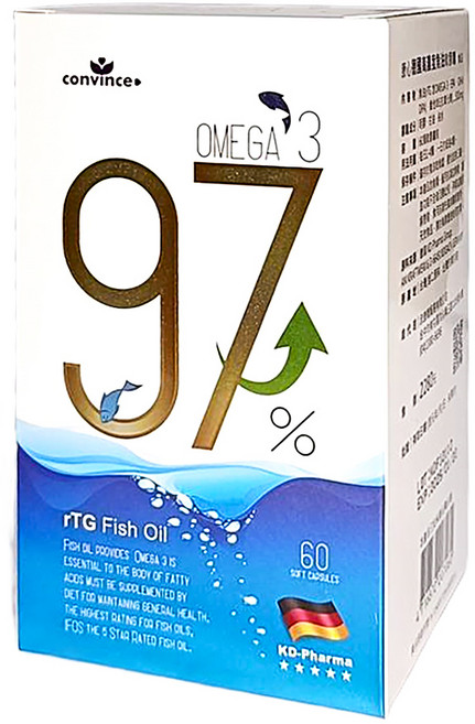 Convince 德國高濃度魚油軟膠囊 OMEGA3 97% rTG, 1個, 60顆