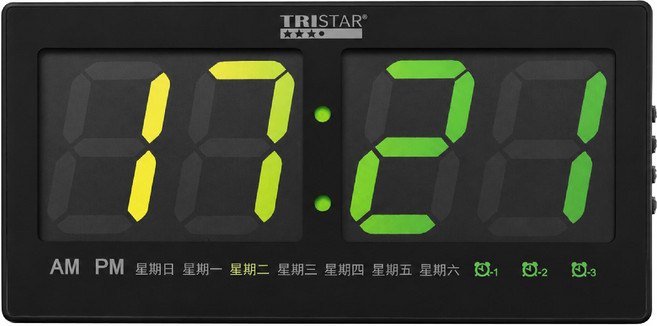 TRISTAR LED炫彩多功能電子鬧鐘, 黑色