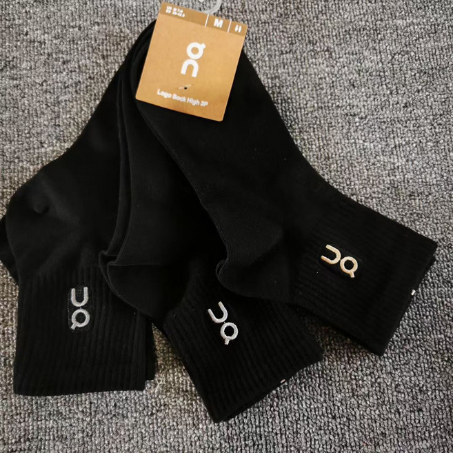 On Logo Sock High 3P 襪子 3雙裝 純色刺繡 高幫