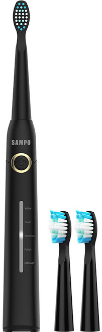 SAMPO聲寶 五段式音波震動牙刷 TB-Z2002L 牙垢清潔 原廠保固, 消光黑, 1個, TB-Z2002L-B