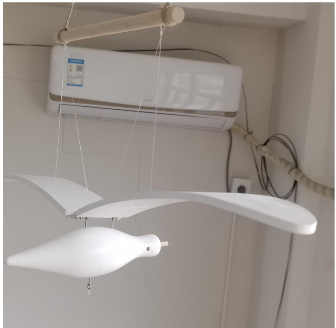會飛的海鷗 平衡掛飾 手工製作木製空中吊飾 房間裝飾 86cm, 純白色
