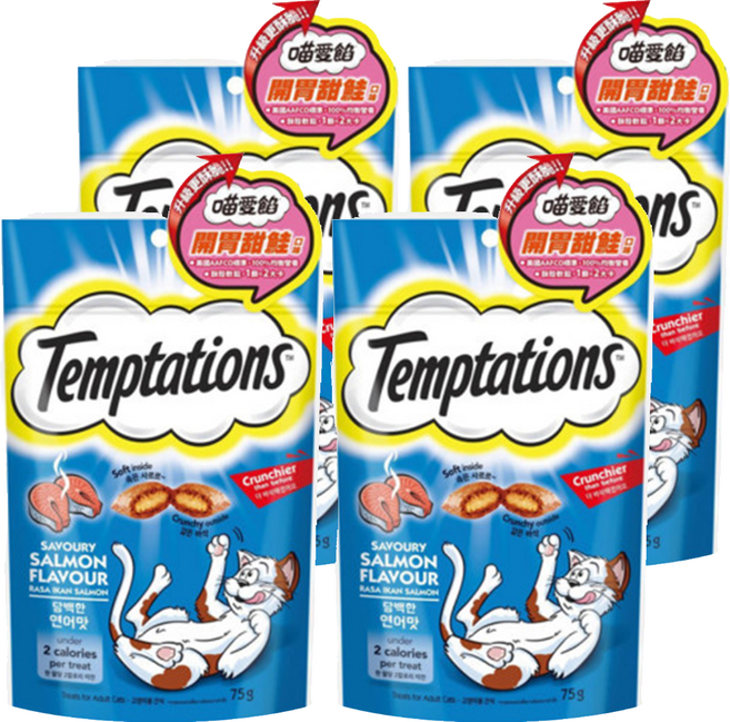 Temptations 喵愛餡 貓點心, 開胃甜鮭口味, 75g, 4包