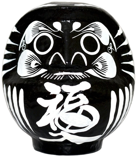 日本製 開運彩繪達摩福神不倒翁 群馬縣高崎生產 新潮雙色 12cm, 黑色