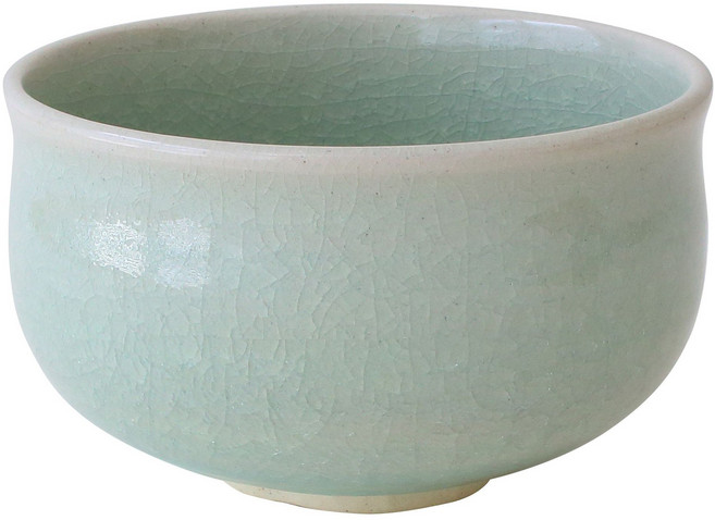 Aika 藍花 冰花紋抹茶陶瓷碗, 1個, 綠色