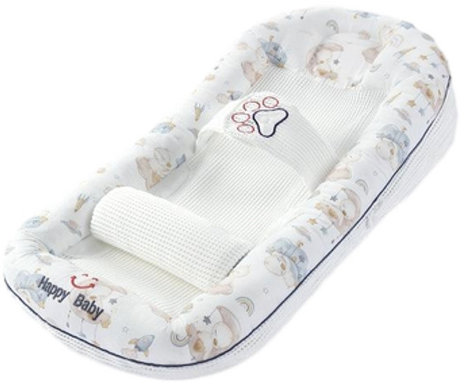 Happy Baby 嬰兒防吐奶斜坡床中床, 安睡小鴨藍 三層內芯 - 高度可調 床中床