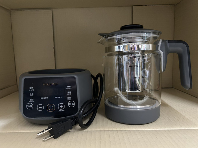 HIKUMO 日云家電 智能溫控玻璃養生壺 1.2L 304不鏽鋼濾網 高硼矽玻璃