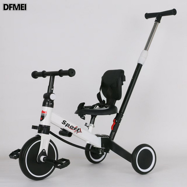 DFMEI 寶寶小孩多功能可變形五合一手推車兒童三輪車平衡車腳踏車, 1個, 白色:參考詳情
