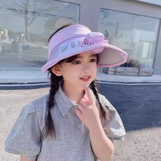 兒童防曬遮陽帽 帶風扇 伸縮帽檐