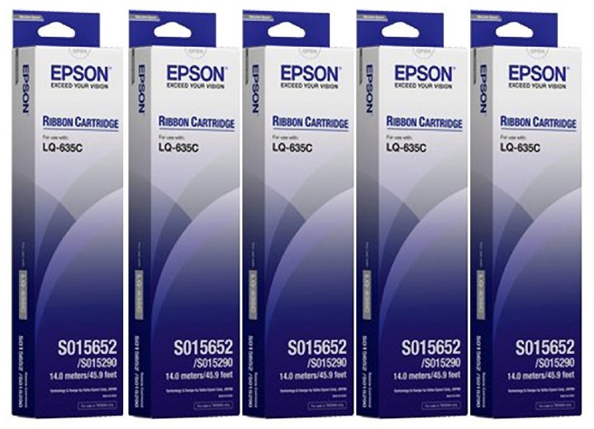 EPSON 原廠色帶 S015652 黑色 適用於 LQ-635C 印表機, 5個