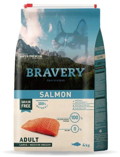 BRAVERY 焙菲力狗飼料中大型成犬 西班牙, 12kg, 1個, 鮭魚+蔬菜