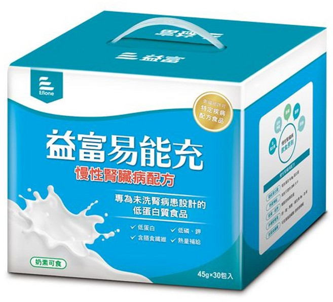 來而康益富 易能充 未洗腎適用配方 低蛋白營養品 (30包/盒), 1個, 45ml