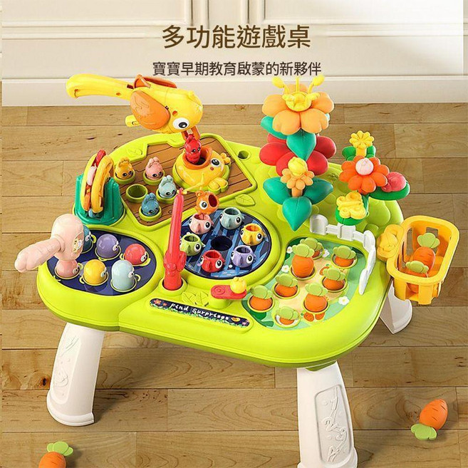 多功能益智早教遊戲桌 幼兒寶寶學習玩具臺 6個月至3歲, 歡樂農場遊戲桌 無需電池 歡樂農場遊戲桌 無需電池, 1個