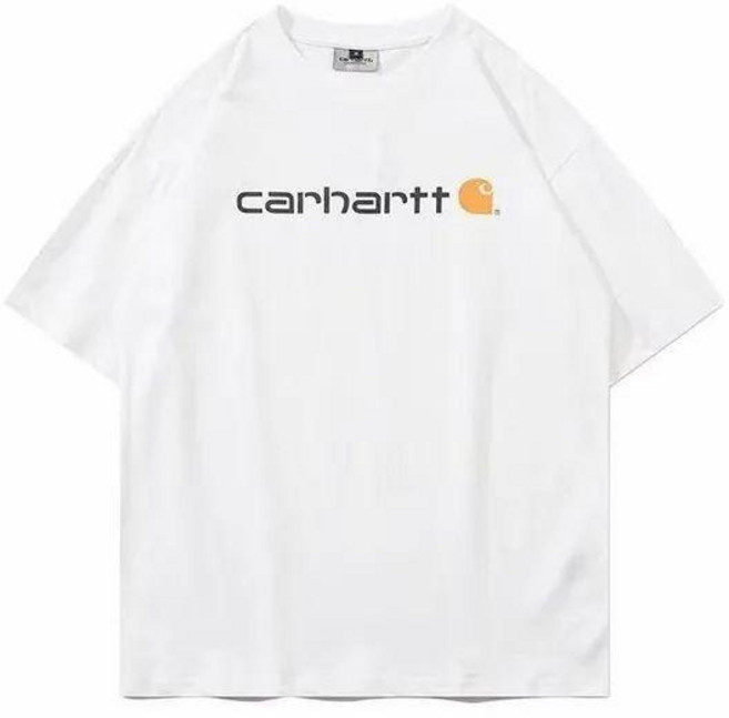 Carhartt 純棉印花 T 恤 男女皆宜 夏季寬鬆 圓領柔軟 重磅, 01白,M
