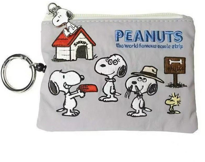 PEANUTS 卡通刺繡零錢包 日本風格
