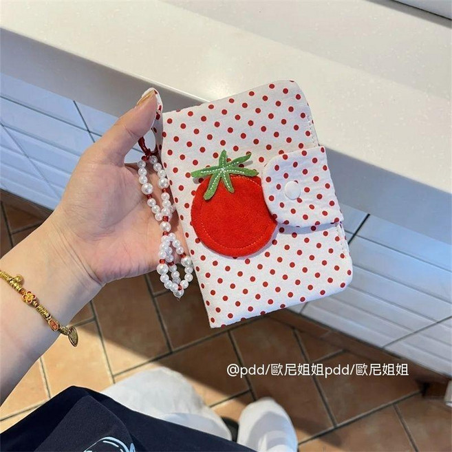 可愛波點番茄旅行護照夾收納包錢包卡包一體卡通便攜多功能護照包