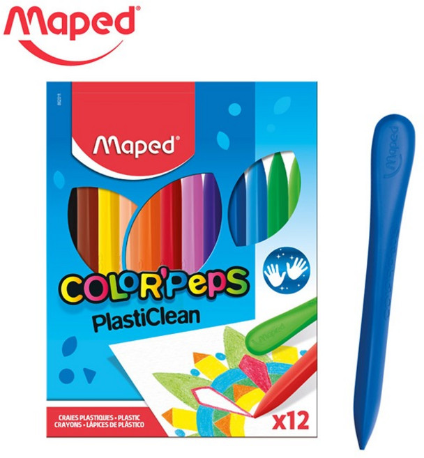 Maped 不沾手三角蠟筆 12色, 1個