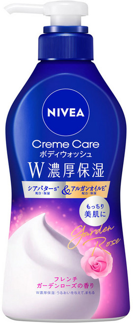 NIVEA 妮維雅 W 460ml 濃厚保濕護理沐浴乳 法國花園玫瑰香氣 按壓瓶, 1個