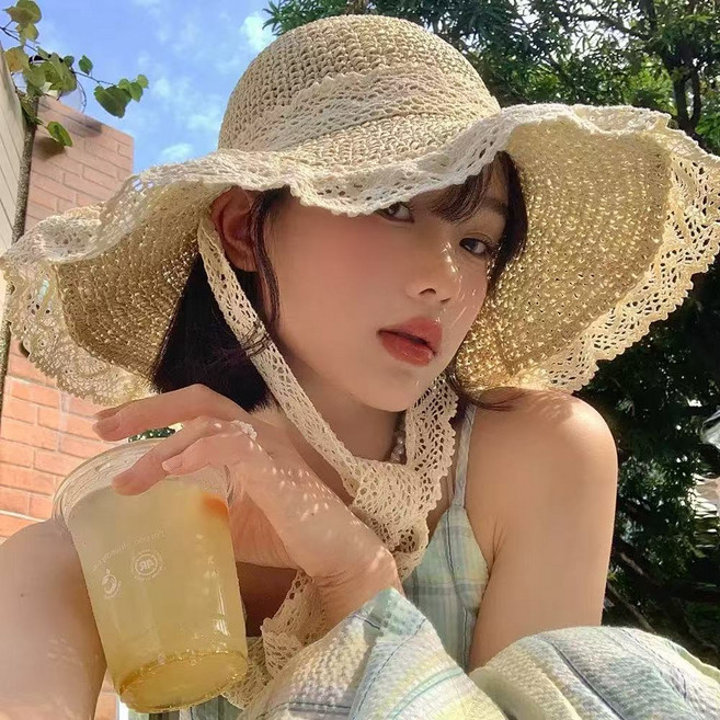 大帽簷空頂遮陽編織帽 夏季新款 空頂帽 沙灘帽 草編帽 遮陽帽 草帽 防曬帽
