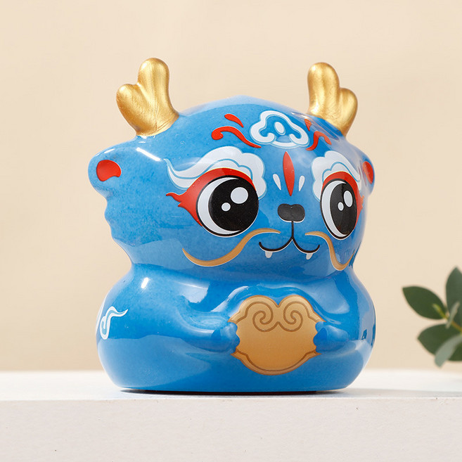 故宮文創 北京旅遊紀念禮品 家居裝飾 吉祥物擺件, 如意龍藍色