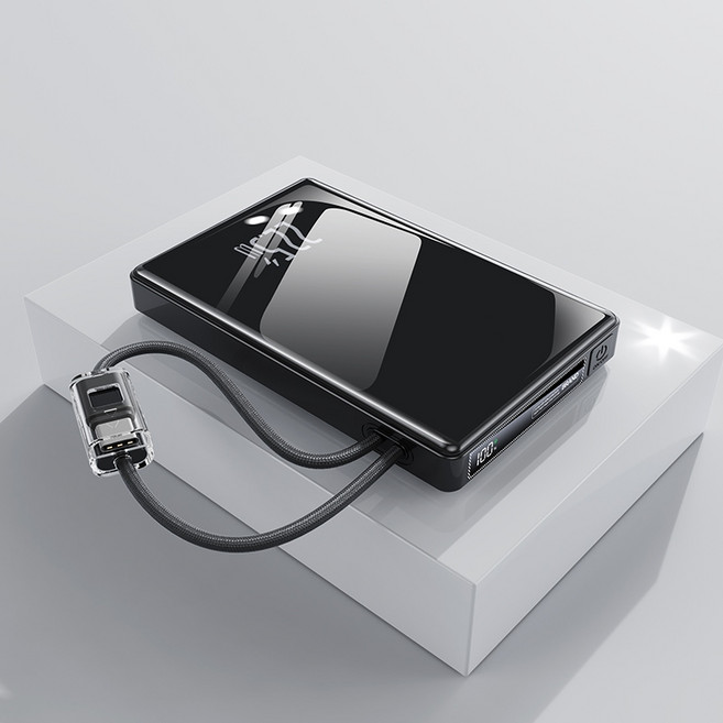 25000mAh 超薄行動電源 22.5W快充 自帶充電線 數字顯示 隨身行動充 100WH標識可隨身攜帶上飛機 有CCC認證可以帶往大陸, 高級黑-25000mAh(鋼琴烤漆), 高級黑, CBD1-POWER