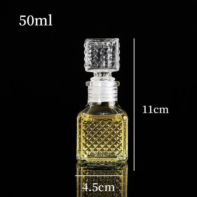 good 器透明分裝酒瓶個性空酒瓶玻璃酒瓶復古玻璃瓶, 1個, 50ml方鑽款5只, 50ml 方鑽款